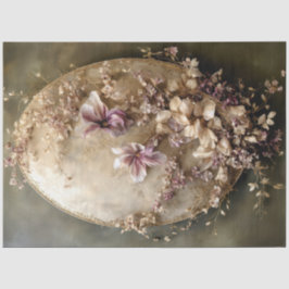 Ethereal Ornamental Oval and Floral Botanical  Seidenpapier