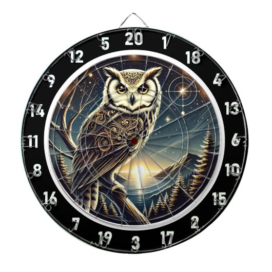 Ethereal Owl Dreams Dartboard Art Dartscheibe (vorne)
