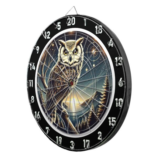 Ethereal Owl Dreams Dartboard Art Dartscheibe (Vorderseite rechts)