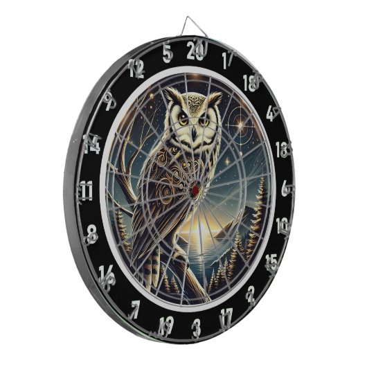 Ethereal Owl Dreams Dartboard Art Dartscheibe (Vorderseite Links)