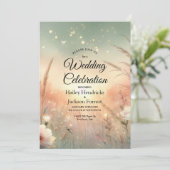 Ethereal Pastel Wildflower Field Wedding Einladung (Stehend Vorderseite)