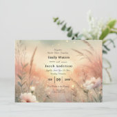 Ethereal Pastel Wildflower Field Wedding Einladung (Stehend Vorderseite)
