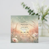 Ethereal Pastel Wildflower Field Wedding Einladung (Stehend Vorderseite)