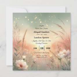 Ethereal Pastel Wildflower Field Wedding Einladung