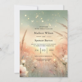 Ethereal Pastel Wildflower Field Wedding Einladung