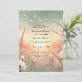 Ethereal Pastel Wildflower Field Wedding Einladung (Stehend Vorderseite)