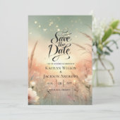 Ethereal Pastel Wildflower Field Wedding Save The Date (Stehend Vorderseite)