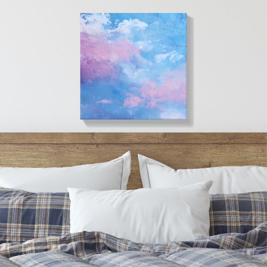 Ethereal Peach Teal Textured Abstract Canvas Leinwanddruck (Insitu (Schlafzimmer))