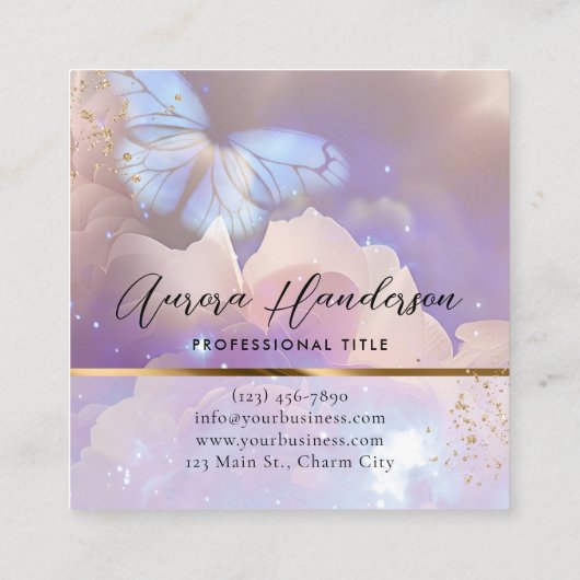 Ethereal Peony Butterfly Telefonnummerkarte (Rückseite)