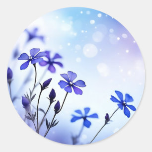 Ethereal Periwinkle Floral Watercolor Runder Aufkleber