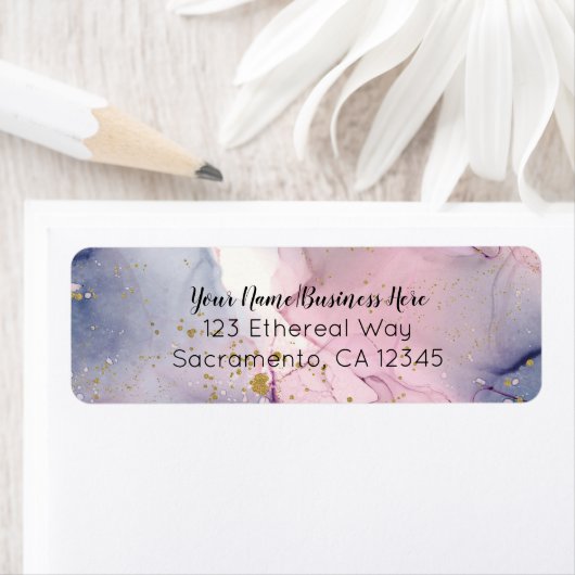 Ethereal Periwinkle Pink Gold Inky Fantasy Glam (Insitu)