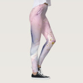Ethereal Periwinkle Pink & Gold Inky Fantasy Glam Leggings (Rechts)