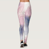 Ethereal Periwinkle Pink & Gold Inky Fantasy Glam Leggings (Rückseite)