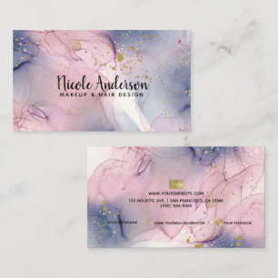 Ethereal Periwinkle Pink Gold Inky Fantasy Makeup Visitenkarte
