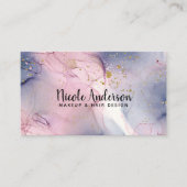 Ethereal Periwinkle Pink Gold Inky Fantasy Makeup Visitenkarte (Vorderseite)