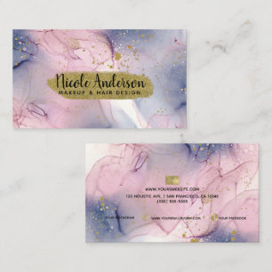 Ethereal Periwinkle Pink Gold Inky Fantasy Makeup Visitenkarte