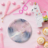Ethereal Periwinkle Pink & Gold Inky Fantasy Party Pappteller (Party)