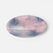 Ethereal Periwinkle Pink & Gold Inky Fantasy Party Pappteller (Schrägansicht)