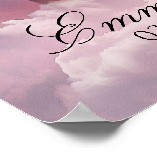 Ethereal Pink Clouds Memorial Begrüßungszeichen Poster (Ecke)