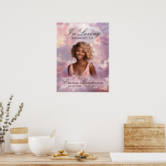 Ethereal Pink Clouds Memorial Begrüßungszeichen Poster (Küche)