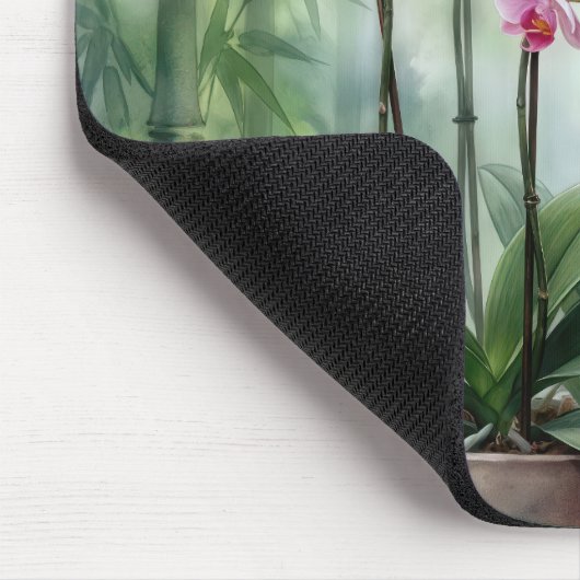 Ethereal Pink Orchids and Bamboo Mousepad (Ecke)
