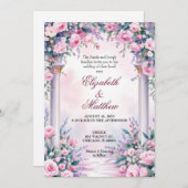 Ethereal Pink Rose Column Wedding Invitation Einladung (Vorne/Hinten)