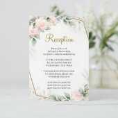 Ethereal Pink Rose Grünpflanzen Gold Empfang Begleitkarte (Stehend Vorderseite)