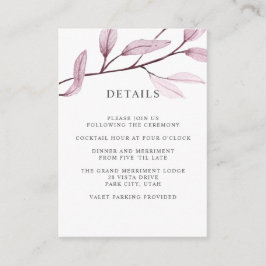 Ethereal Pink WEDDING Hotel Details Unterkunft Begleitkarte