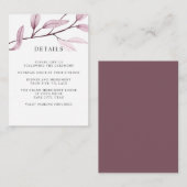 Ethereal Pink WEDDING Hotel Details Unterkunft Begleitkarte (Vorne/Hinten)