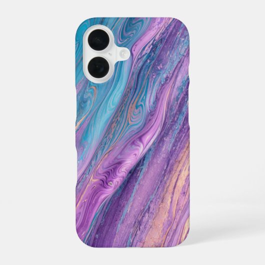 Ethereal Purple & Turquoise Marble Art Phone Case iPhone 16 Hülle (Rückseite)