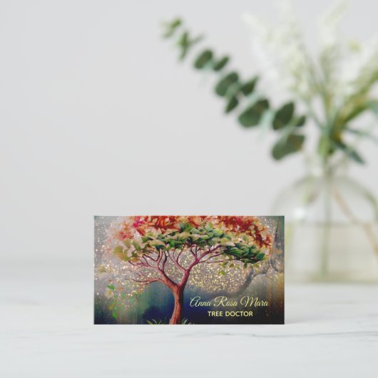 *~* Ethereal QR TREE Fantasy AP82 Business Card Visitenkarte (Stehend Vorderseite)