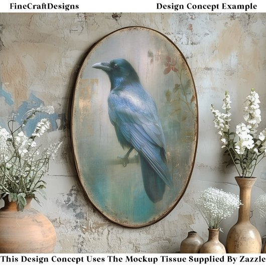 Ethereal Raven, Textured Background EQ8L Decoupage Seidenpapier