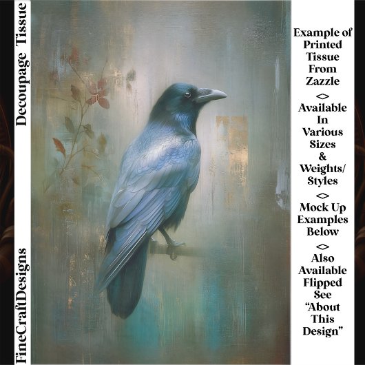 Ethereal Raven, Textured Background EQ8R Decoupage Seidenpapier
