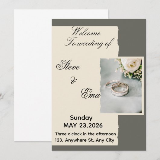 Ethereal Romantic Wedding Invitation | Soft & Time Einladung (Vorne/Hinten)