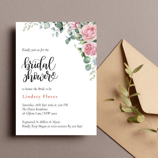 Ethereal Rosa Rose Brautparty Einladung