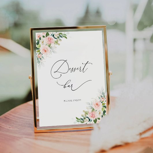 Ethereal Rosa Roses Dessert Bar Sign Sockelschild