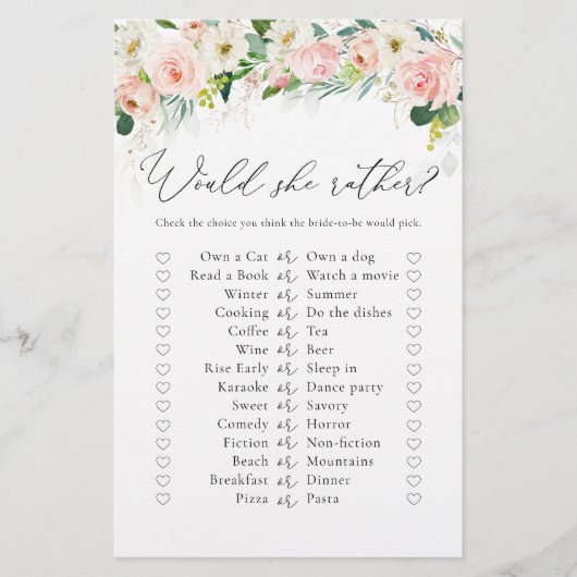 Ethereal Rosenrosen Brautparty Spiel (Vorderseite)