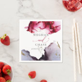 Ethereal Ruby Red und Lila Abstrakte Napkins Serviette (Beispiel)