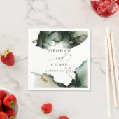 Ethereal Sage Green Wasserfarbe Abstrakt Napkins Serviette (Beispiel)