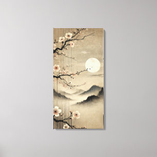 Ethereal Sakura Moon - Wabi-Sabi Japanische Kunst Leinwanddruck