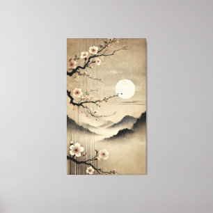 Ethereal Sakura Moon - Wabi-Sabi Japanische Kunst Leinwanddruck