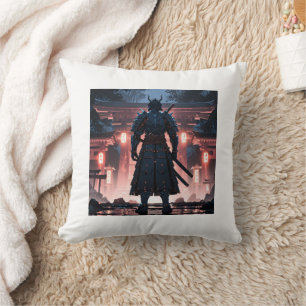 Ethereal Samurai: Misty Guardian Pillow Kissen