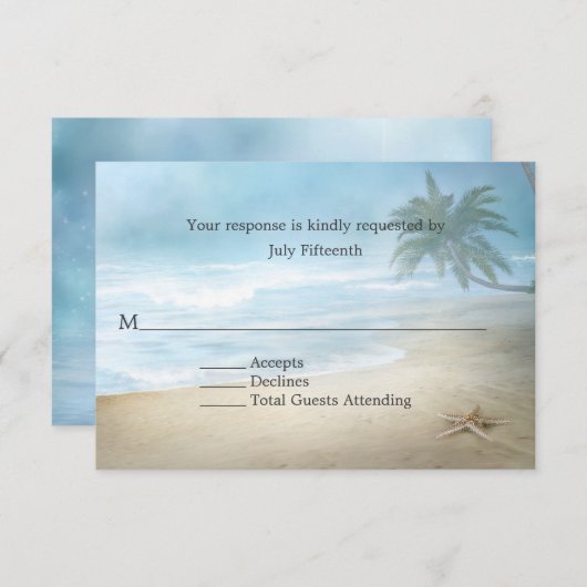 Ethereal Sandy Beach Wedding RSVP Card (Vorne/Hinten)