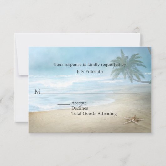 Ethereal Sandy Beach Wedding RSVP Card Karte (Vorderseite)