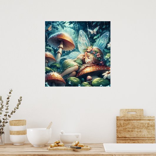 Ethereal Schlaf auf einem Pilz Poster (Küche)