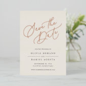 Ethereal Script Foil Save the Date Card Folieneinladung (Stehend vorne)
