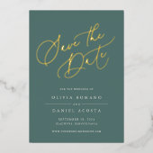 Ethereal Script Foil Save the Date Card Folieneinladung (Vorderseite)