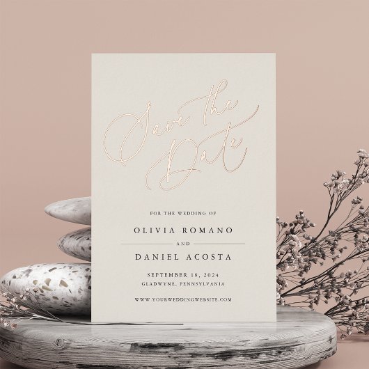 Ethereal Script Foil Save the Date Card Folieneinladung