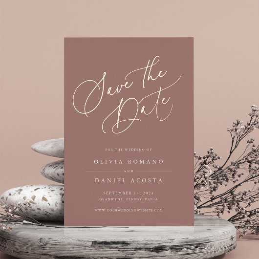 Ethereal Script Foil Save the Date Card Folieneinladung