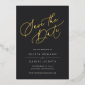 Ethereal Script Foil Save the Date Card Folieneinladung (Vorderseite)